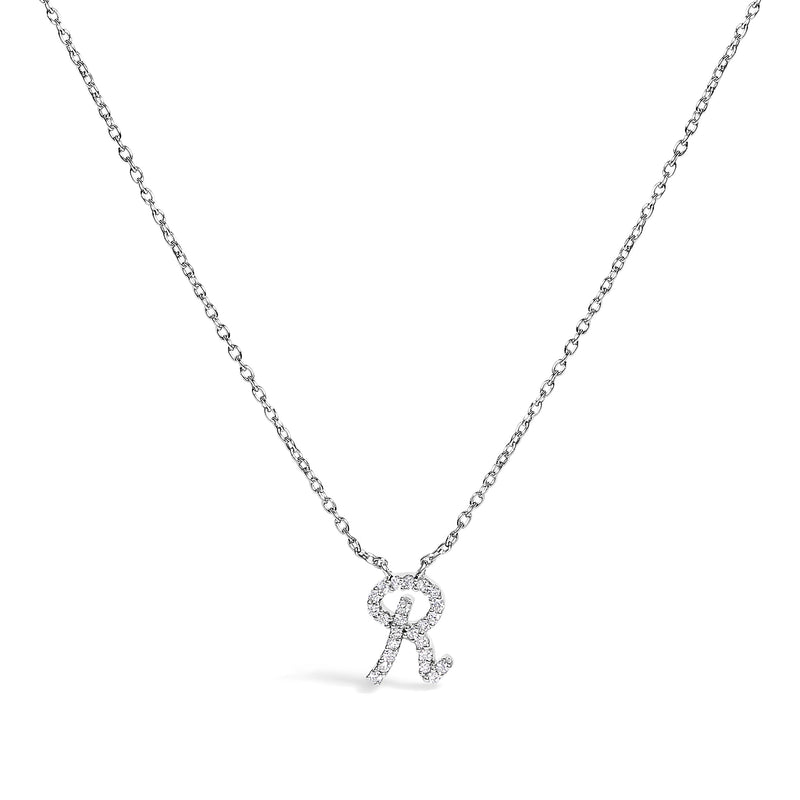 Bids.com 10K White Gold Diamond Accent "A" Initial Script Style Pendant Necklace Necklaces