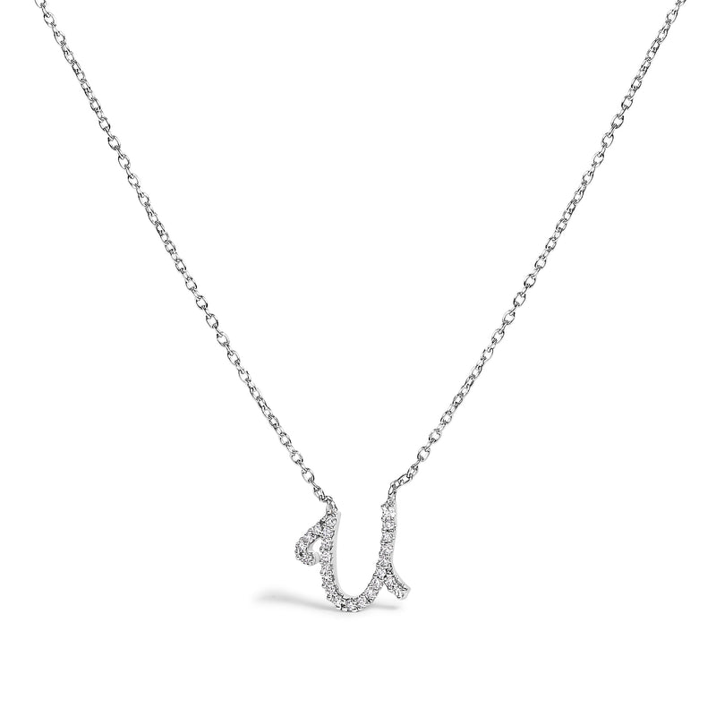 Bids.com 10K White Gold Diamond Accent "A" Initial Script Style Pendant Necklace Necklaces