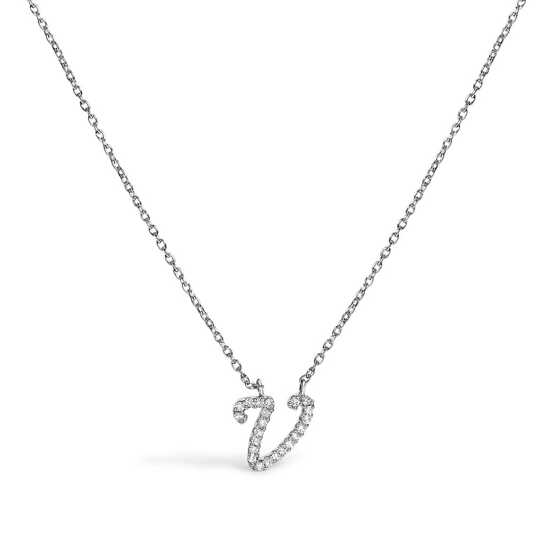 Bids.com 10K White Gold Diamond Accent "A" Initial Script Style Pendant Necklace Necklaces