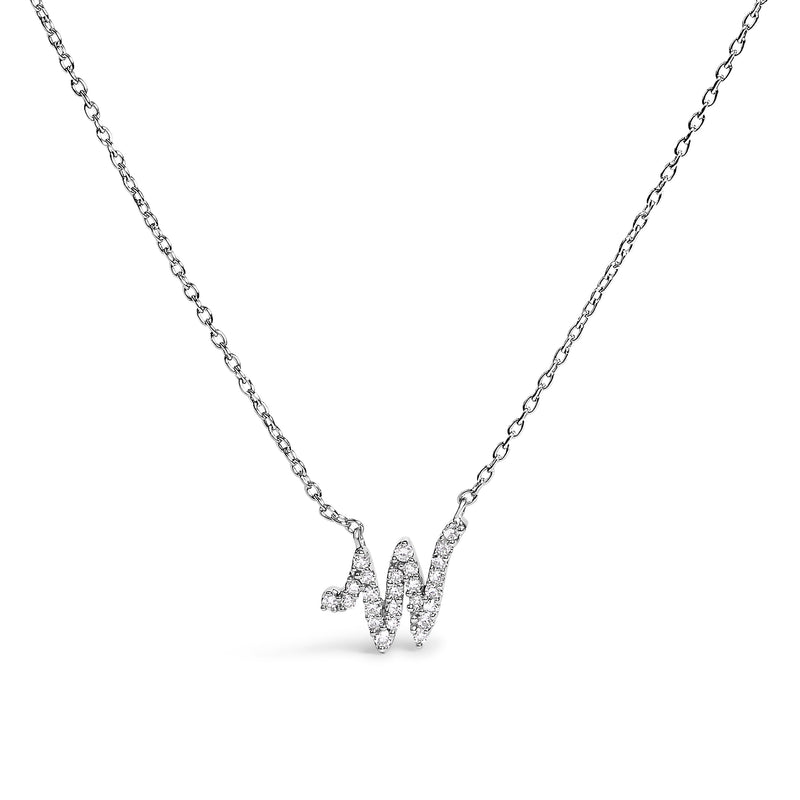 Bids.com 10K White Gold Diamond Accent "A" Initial Script Style Pendant Necklace Necklaces