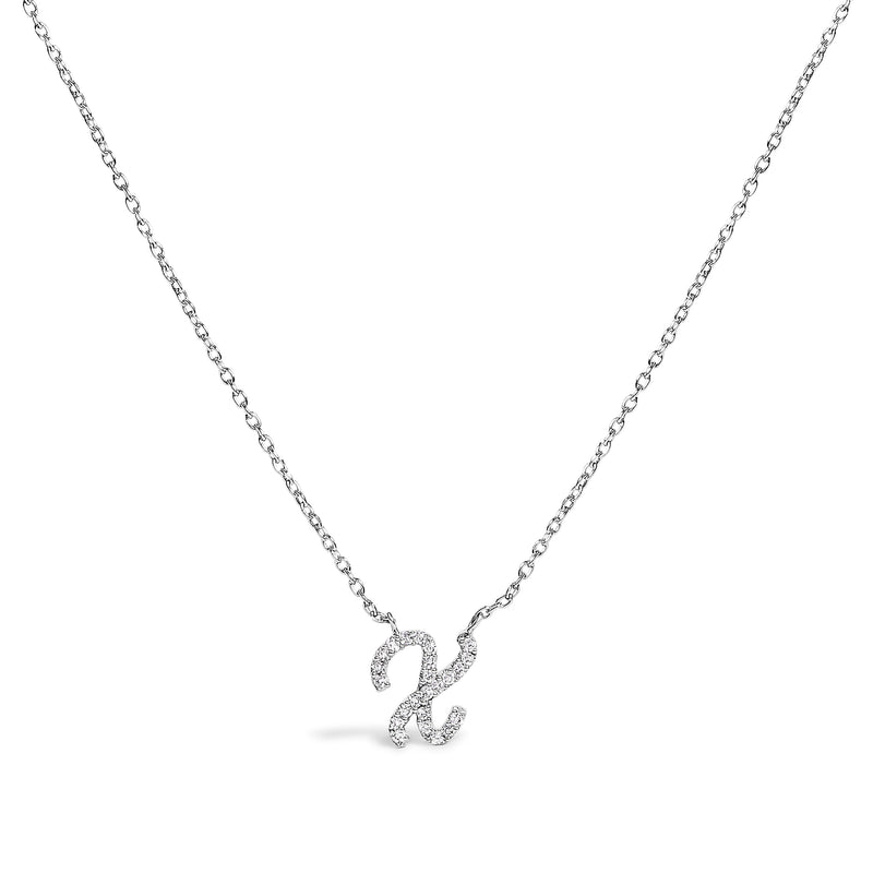 Bids.com 10K White Gold Diamond Accent "A" Initial Script Style Pendant Necklace Necklaces