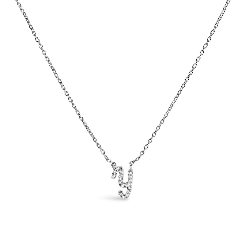 Bids.com 10K White Gold Diamond Accent "A" Initial Script Style Pendant Necklace Necklaces