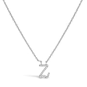 Bids.com 10K White Gold Diamond Accent "A" Initial Script Style Pendant Necklace Necklaces