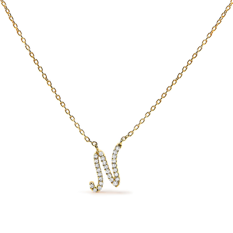 Bids.com 10K White Gold Diamond Accent "A" Initial Script Style Pendant Necklace Necklaces