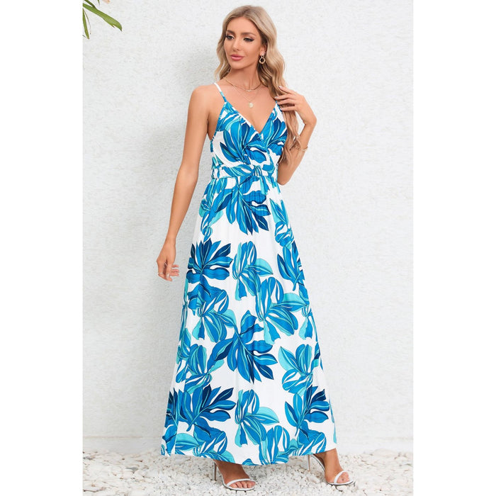 Printed Surplice Maxi Cami Dress