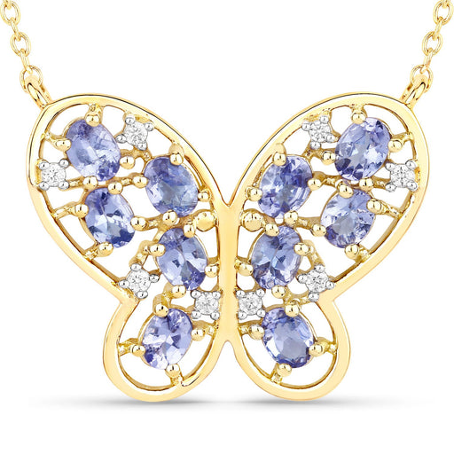 Bids.com 1.86 Carat Genuine Tanzanite and White Zircon .925 Sterling Silver Necklace Necklaces