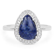 Bids.com 2.03 Carat Genuine Lapis And White Topaz .925 Sterling Silver Ring Rings