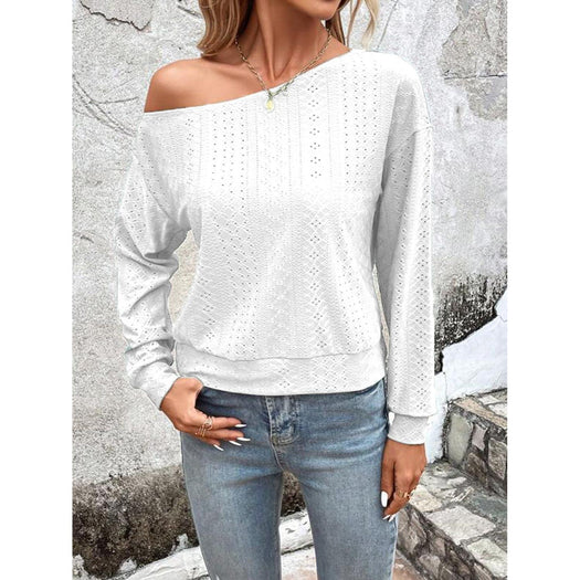 Eyelet Dropped Shoulder Blouse