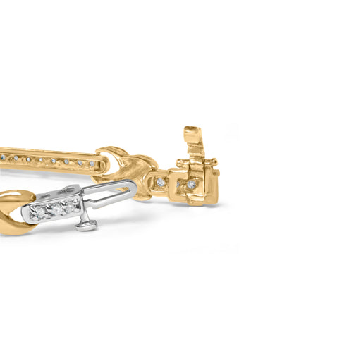 Bids.com 10K Yellow Gold 1.00 Cttw Pave Set Diamond Bar and  X-Link 7" Bracelet (I-J Color, I3 Quality) Bracelets