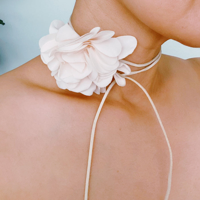 Chiffon Petals Rosette Tie necklace