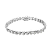 Bids.com .925 Sterling Silver 1.0 Cttw Diamond Miracle-Set X-Link 7" Tennis Bracelet (I-J Color, I3 Clarity) Bracelets