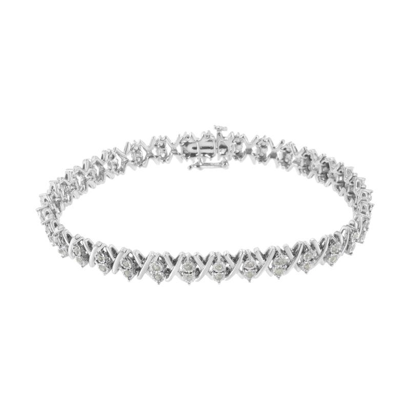 Bids.com .925 Sterling Silver 1.0 Cttw Diamond Miracle-Set X-Link 7" Tennis Bracelet (I-J Color, I3 Clarity) Bracelets
