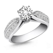 Bids.com 14k White Gold Cathedral Double Row Pave Diamond Engagement Ring Rings