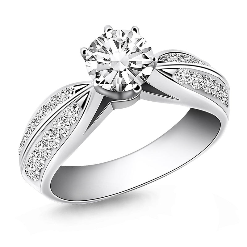 Bids.com 14k White Gold Cathedral Double Row Pave Diamond Engagement Ring Rings