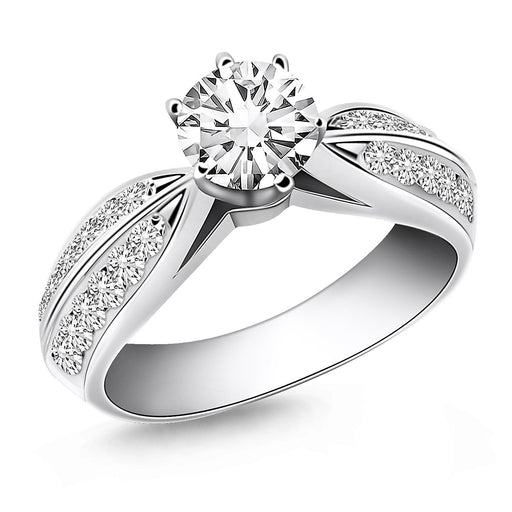 Bids.com 14k White Gold Cathedral Double Row Pave Diamond Engagement Ring Rings