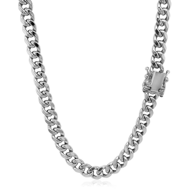 Bids.com 5.5mm 14k White Gold Miami Cuban Semi Solid Chain Necklaces