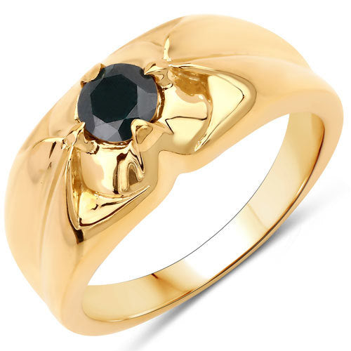 Bids.com 0.50 Carat Genuine Black Diamond .925 Sterling Silver Ring Rings