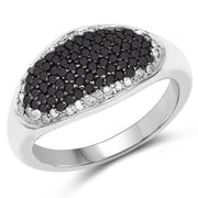 Bids.com 0.46 Carat Genuine Black Diamond and White Diamond .925 Sterling Silver Ring Rings