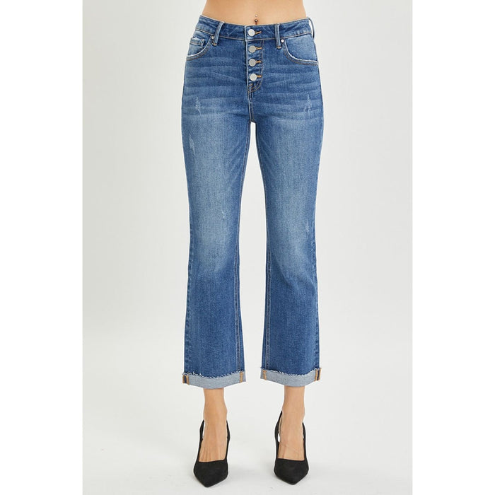 RISEN Button Fly Cropped Bootcut Jeans