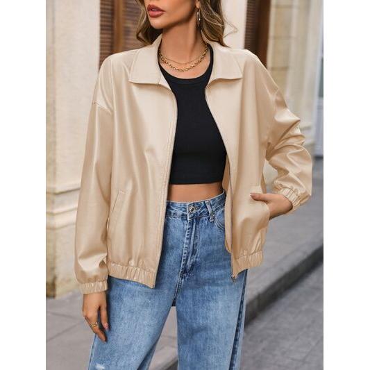 Zip Up Dropped Shoulder Jacket