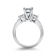 Bids.com 14k White Gold Three Stone Engagement Ring with Diamond Band Rings