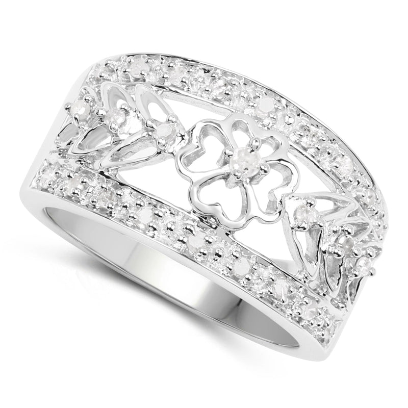 Bids.com 0.31 Carat Genuine White Diamond .925 Sterling Silver Ring Rings