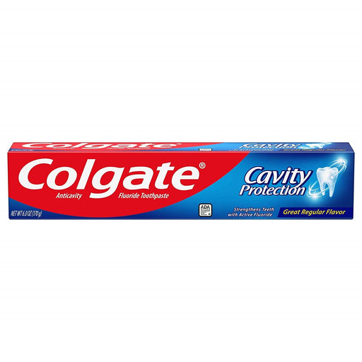 Colgate Colgate Cavity Protection Toothpaste with Fluoride, Great Regular Flavor, 6 oz – Family Size Anti-Cavity Paste Toothpaste
