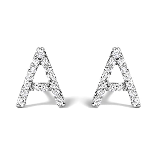 Bids.com 10K White Gold 1/10 Cttw Diamond Initial â€œAâ€ Stud Earring Earrings