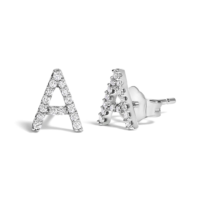 Bids.com 10K White Gold 1/10 Cttw Diamond Initial â€œAâ€ Stud Earring Earrings