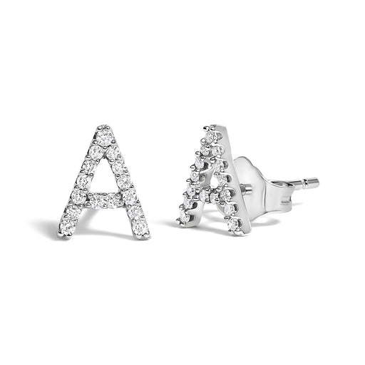 Bids.com 10K White Gold 1/10 Cttw Diamond Initial â€œAâ€ Stud Earring Earrings