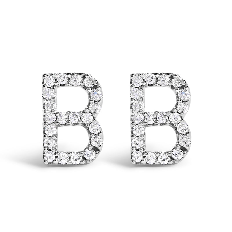 Bids.com 10K White Gold 1/10 Cttw Diamond Initial â€œAâ€ Stud Earring Earrings