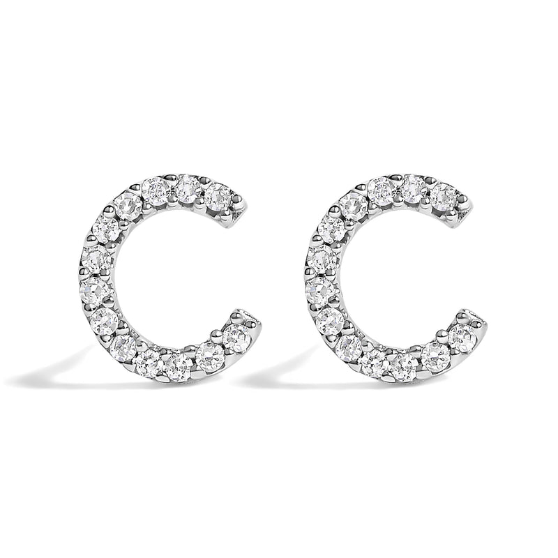Bids.com 10K White Gold 1/10 Cttw Diamond Initial â€œAâ€ Stud Earring Earrings