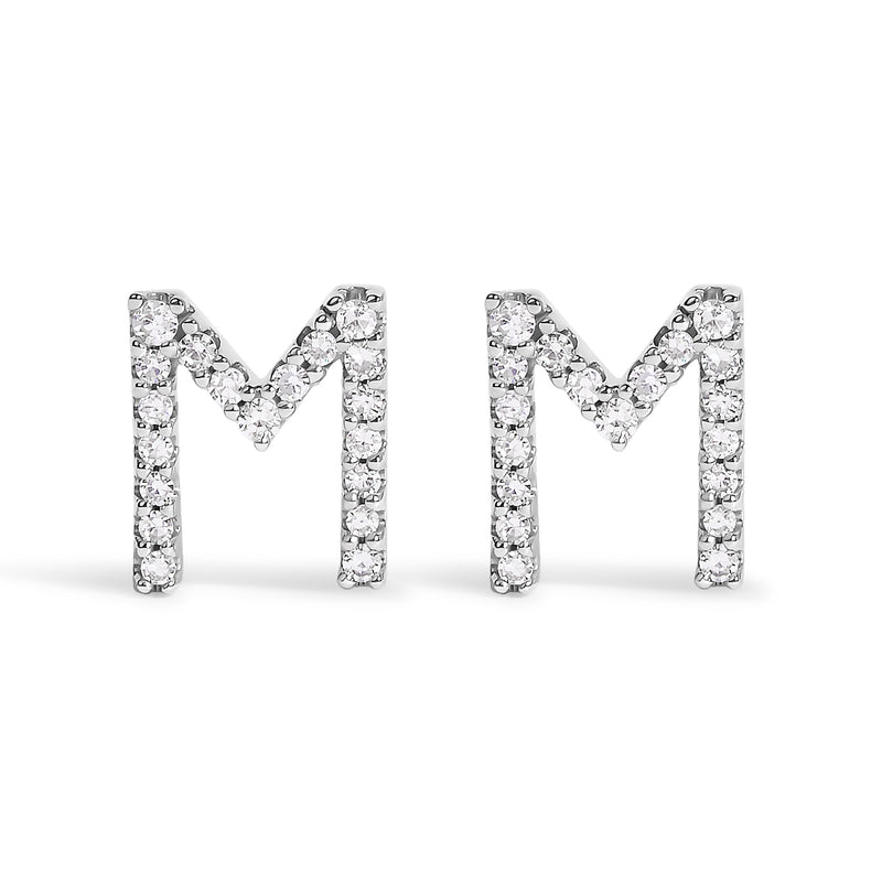 Bids.com 10K White Gold 1/10 Cttw Diamond Initial â€œAâ€ Stud Earring Earrings