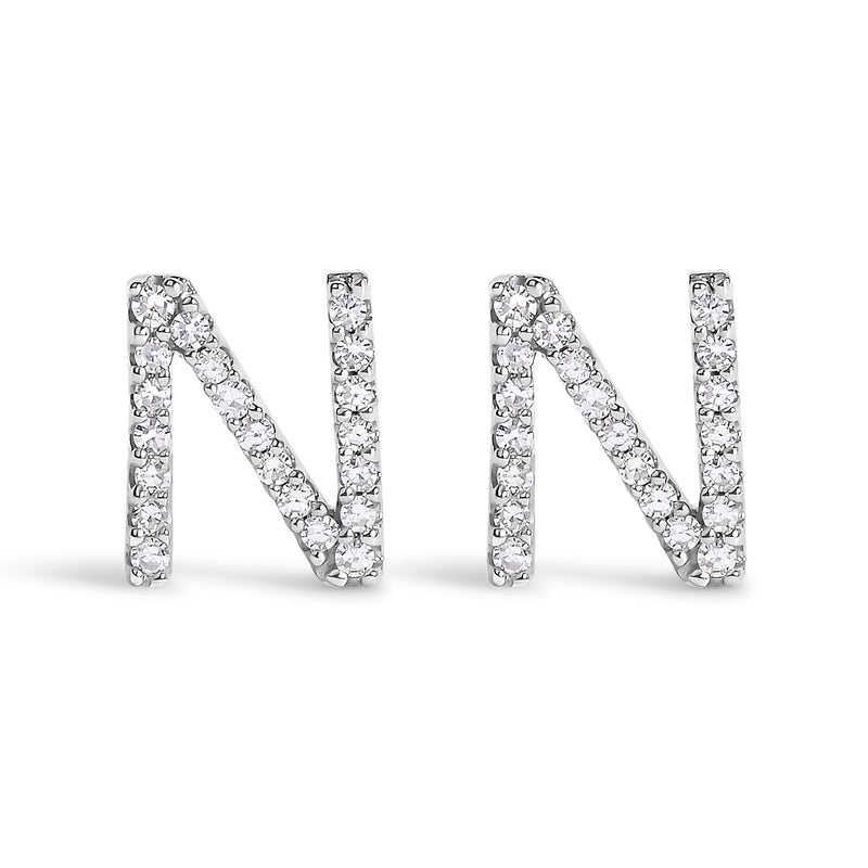 Bids.com 10K White Gold 1/10 Cttw Diamond Initial â€œAâ€ Stud Earring Earrings