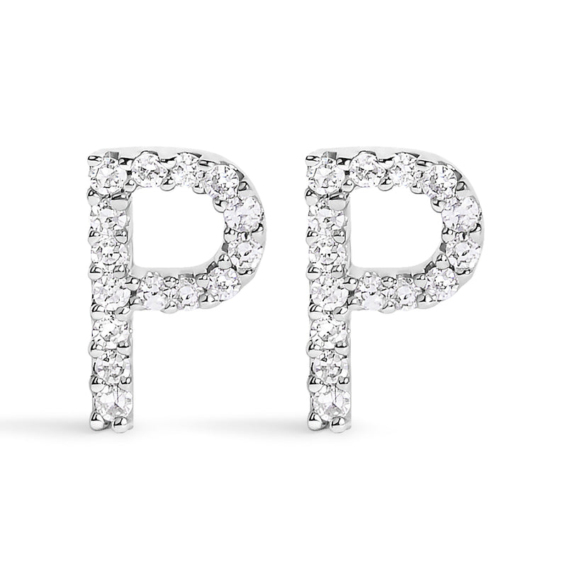 Bids.com 10K White Gold 1/10 Cttw Diamond Initial â€œAâ€ Stud Earring Earrings