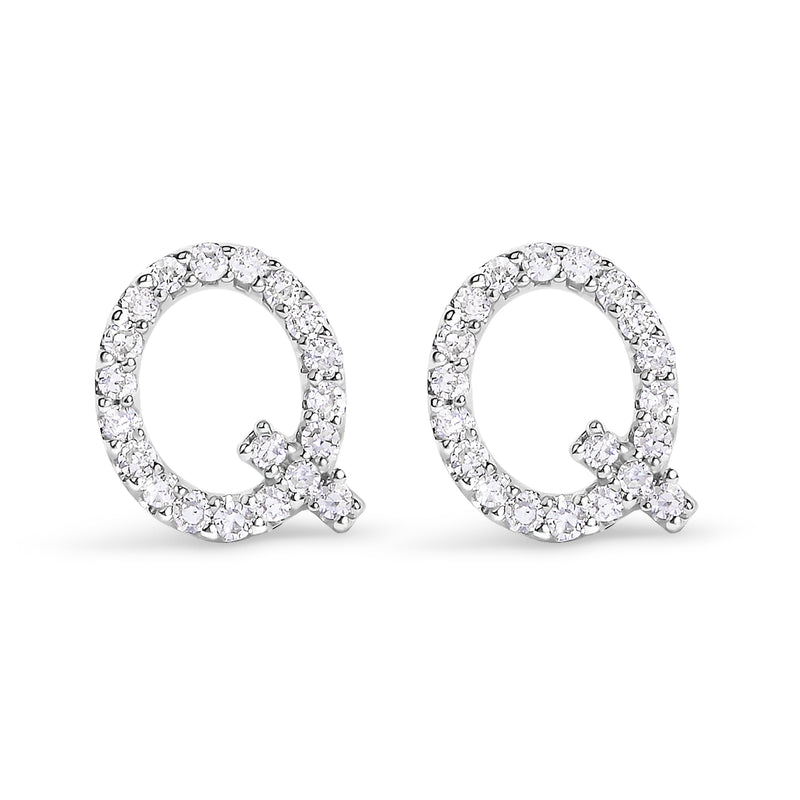 Bids.com 10K White Gold 1/10 Cttw Diamond Initial â€œAâ€ Stud Earring Earrings