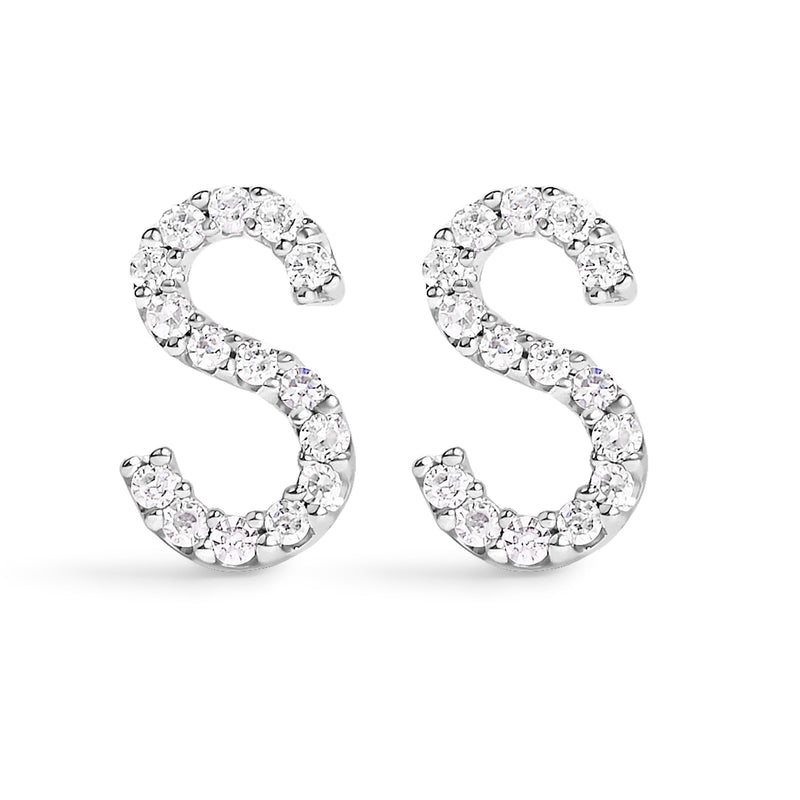 Bids.com 10K White Gold 1/10 Cttw Diamond Initial â€œAâ€ Stud Earring Earrings