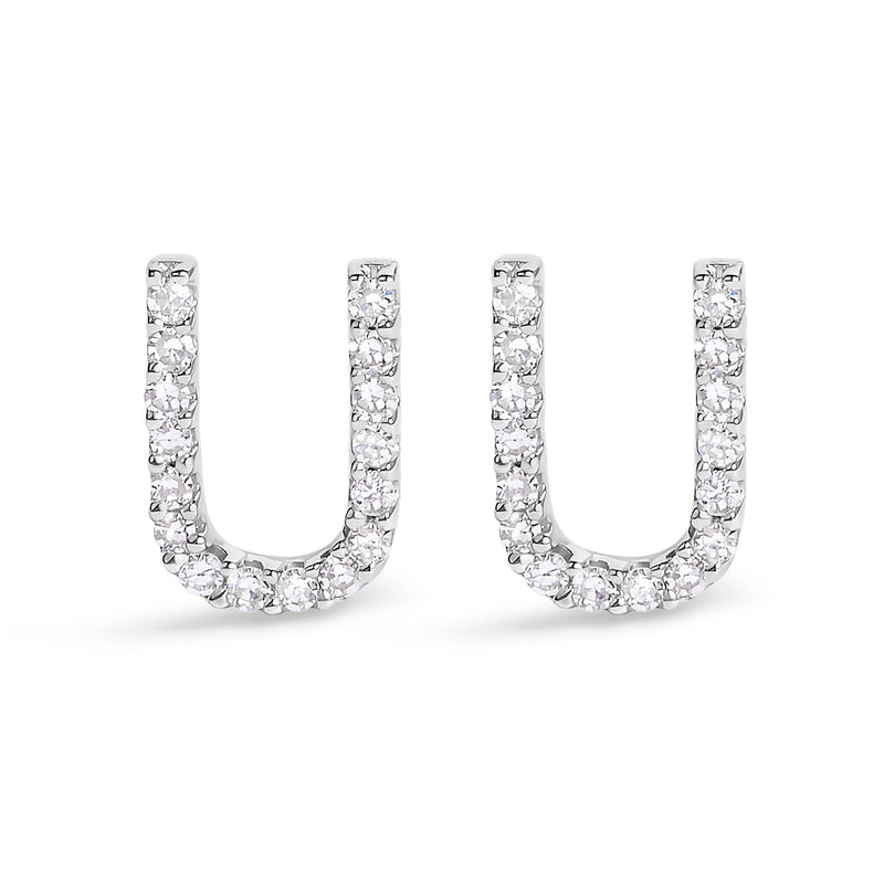 Bids.com 10K White Gold 1/10 Cttw Diamond Initial â€œAâ€ Stud Earring Earrings