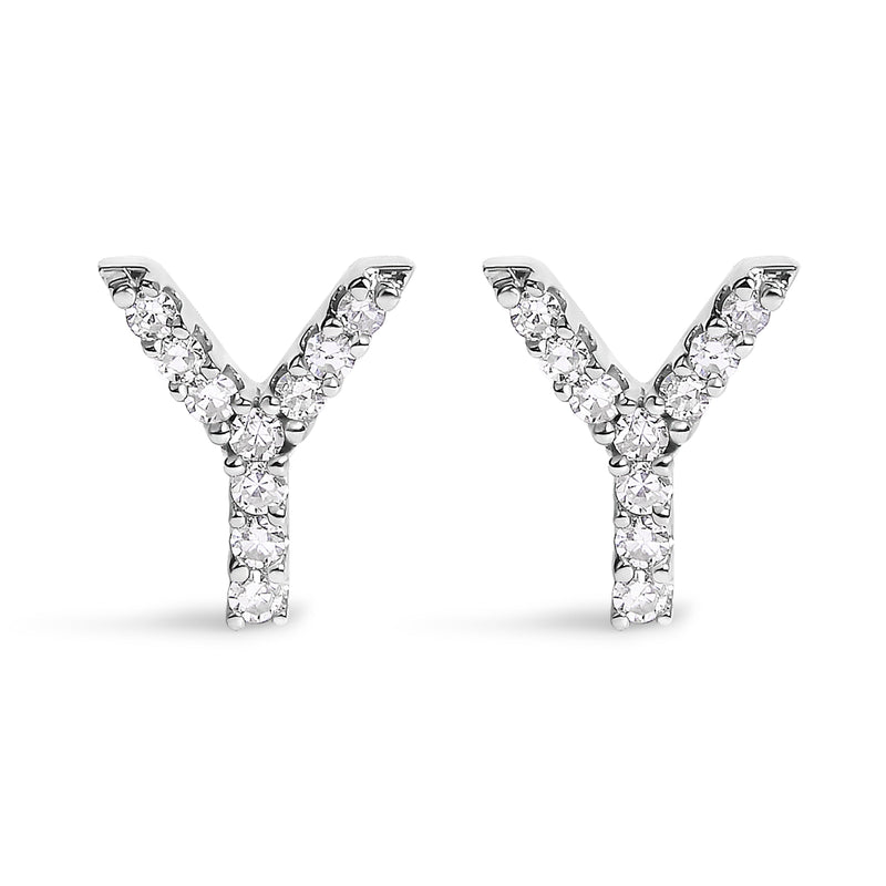Bids.com 10K White Gold 1/10 Cttw Diamond Initial â€œAâ€ Stud Earring Earrings