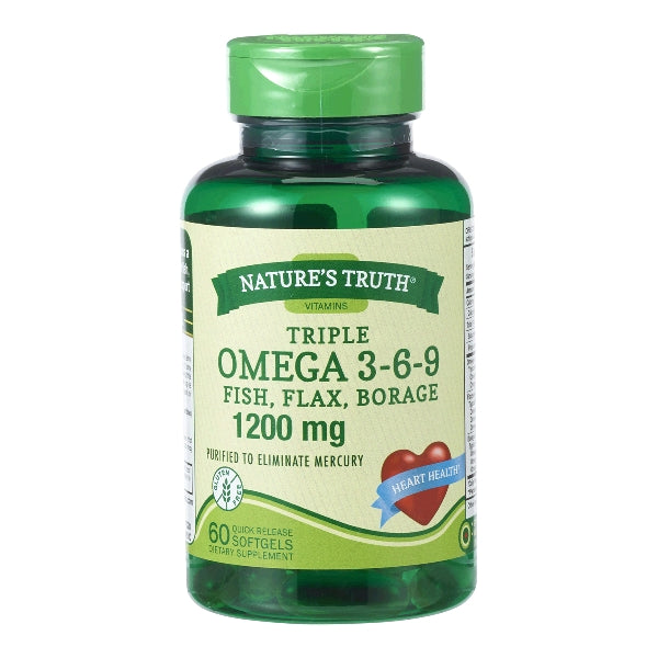 Nature's Truth Nature's Truth Triple Omega 3-6-9 Fish, Flax, Borage 3,600 Mg Vitamins & Supplements
