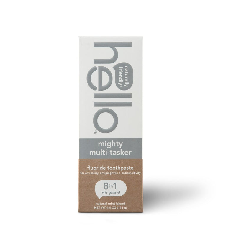 Hello Hello Mighty Multitasker Fluoride Toothpaste, 8 In 1 Toothpaste With Minty Flavor, Anticavity, Antigingivitis, Antisensitivity, Strengthens Enamel And Whitens, 4.0 Oz Tube Toothpaste