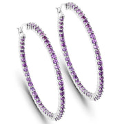 Bids.com 3.00 Carat Genuine Amethyst .925 Sterling Silver Earrings Earrings