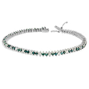 Bids.com 14K White Gold Round-Cut white and Blue Diamond Fashion Bracelet (3.70 cttw, H-I Color, SI1-SI2 Clarity) Bracelets