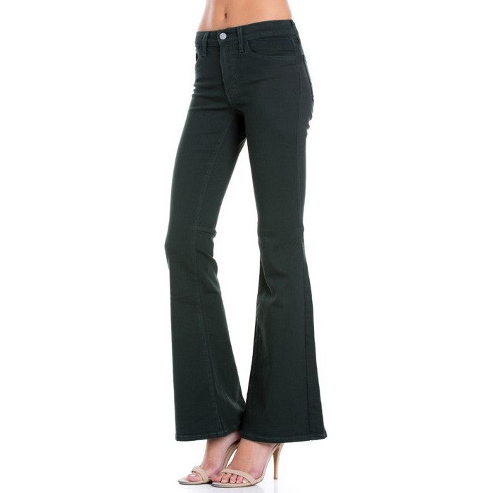 High Waist Flare Denim Pants Chocolate