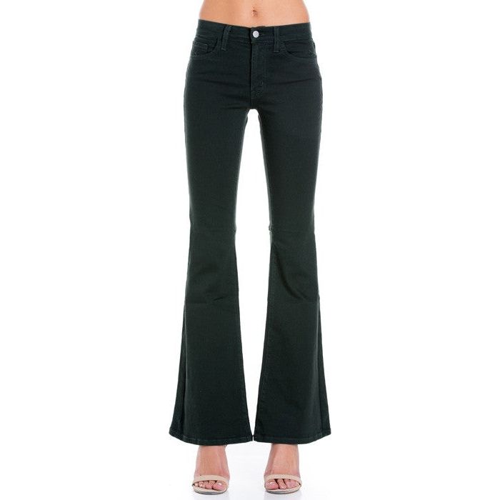 High Waist Flare Denim Pants Chocolate