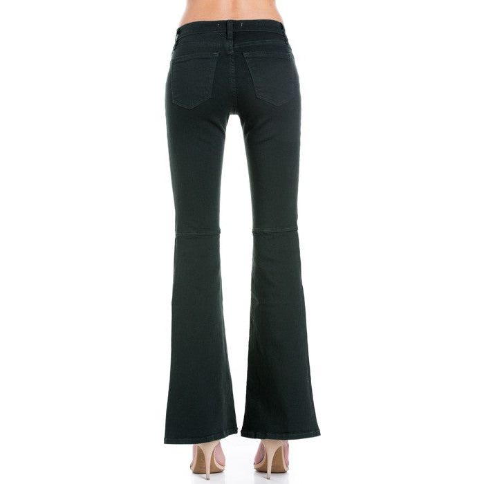 High Waist Flare Denim Pants Chocolate