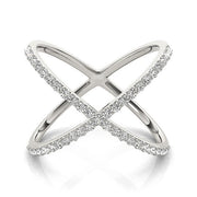 Bids.com 14k White Gold X Style Thin Ring with Diamonds (1/2 cttw) Rings
