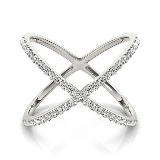 Bids.com 14k White Gold X Style Thin Ring with Diamonds (1/2 cttw) Rings