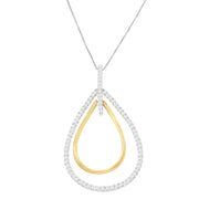 Bids.com 14K Two-Tone Gold Round Cut Diamond Double Burst Pendant Necklace (1.00 cttw, H-I Color, SI2-I1 Clarity) Necklaces