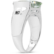 Bids.com 5.71 Carat Genuine Green Amethyst & White Diamond .925 Sterling Silver Ring Rings
